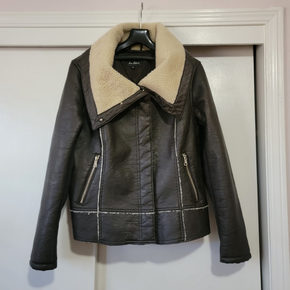 Sam Edelman XL faux leather & Sherpa jacket